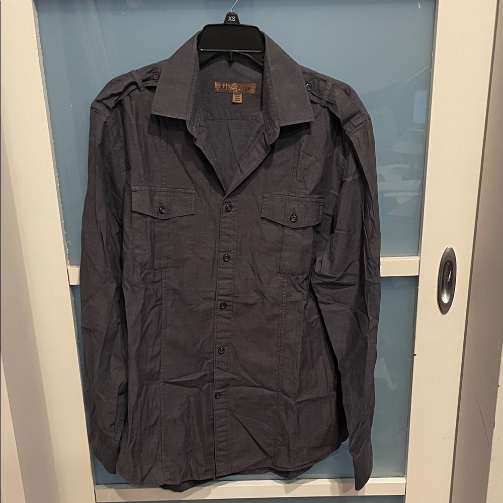 Pronto Uomo Blur Dark Gray Button Down Shirt, L, EUC